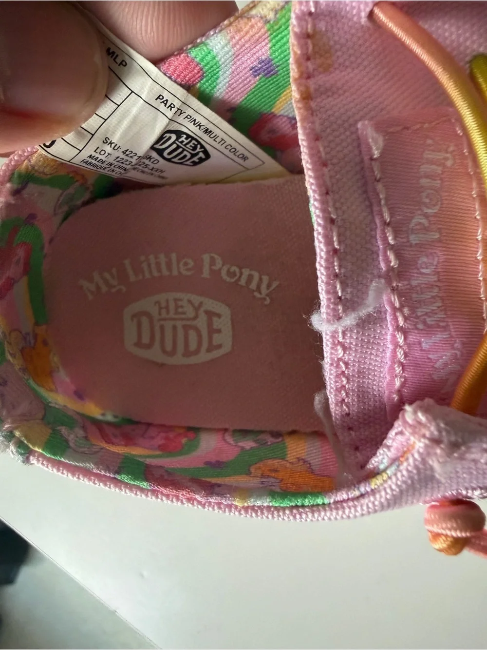 My Little Pony Hey Dude Kids' Pink Canvas Slip-On Sneakers with Multicolor Trim
